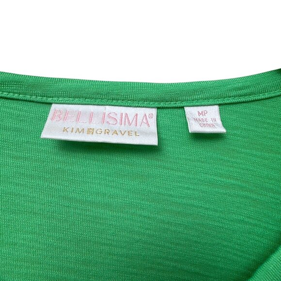 Kim Gravel Bellisima Top Medium Petite Green Pink Embroidery 3/4 Sleeve Tee - Picture 4 of 10